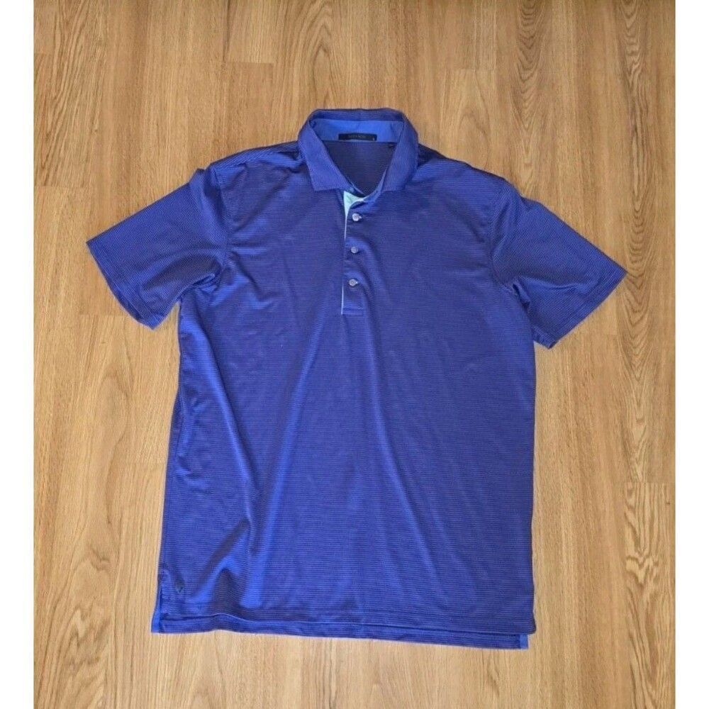Greyson Men's Large Golf Polo Shirt Purple Black Stripe Short Sleeve Performance